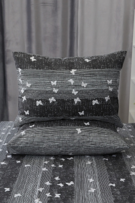 Наволочка поплин Бабочки-компаньон черно-серый